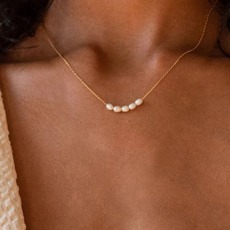 Celestine | Women's Pearl Necklace – Minimal Layered Elegant Design-Jewelry-Gold-