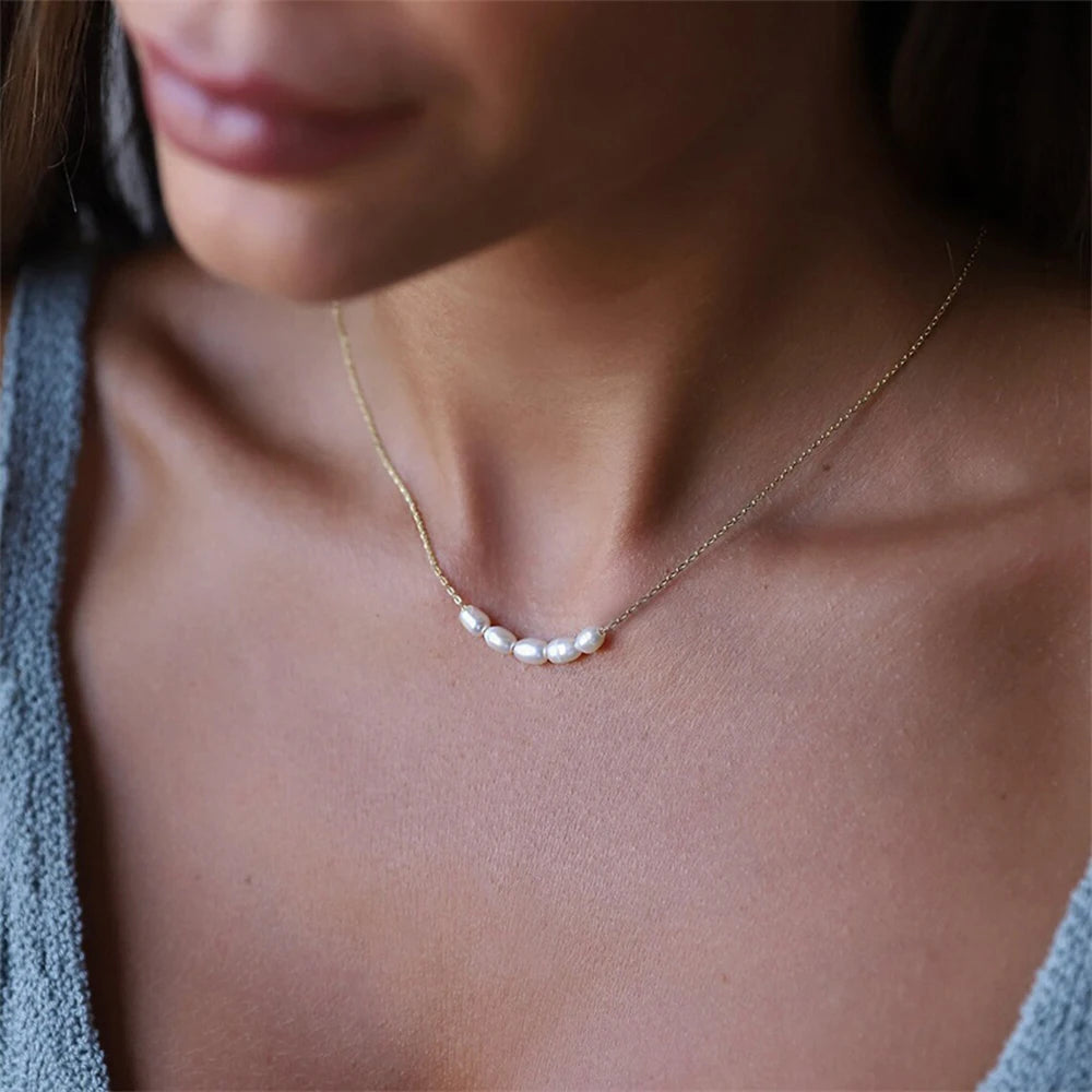 Celestine | Women's Pearl Necklace – Minimal Layered Elegant Design-Jewelry-Silver-