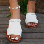Céllia | Woven Strap Sandals for Women – Vegan Leather Comfort Fit-Women's Sandals-White-5-Camoufit