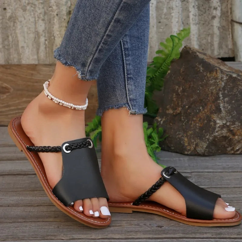 Céllia | Woven Strap Sandals for Women – Vegan Leather Comfort Fit-Women's Sandals-White-5-Camoufit
