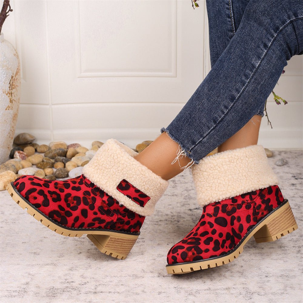 Solis | Boots for Women | Faux Shearling Cuff Ankle Style Red
