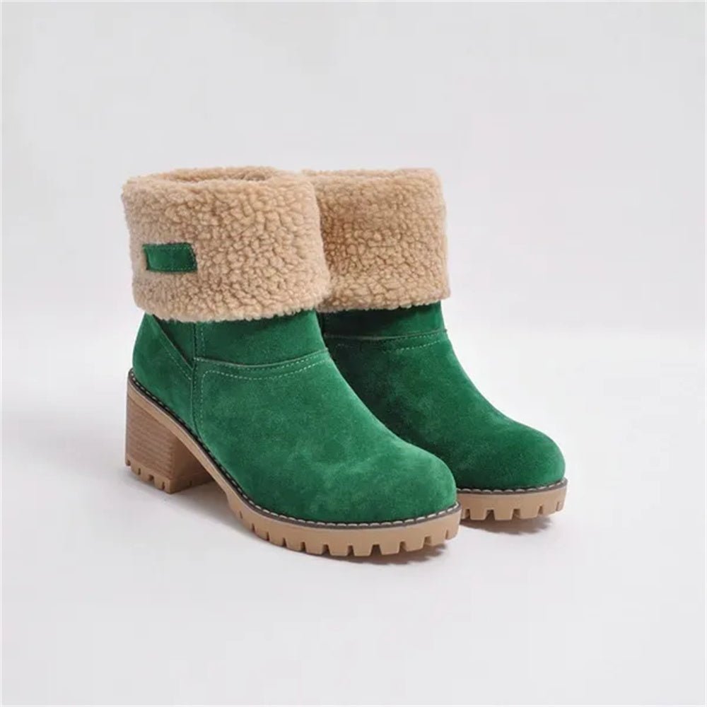 Solis | Boots for Women | Faux Shearling Cuff Ankle Style Green