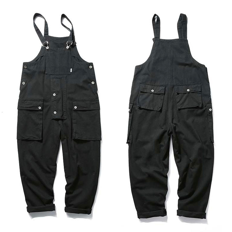 Baggy Big Pockets Workwear Overalls-Jumpsuits & Overalls-Black-XS-Camoufit