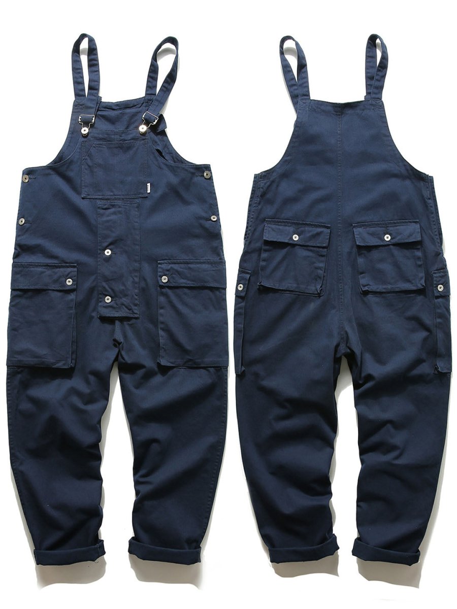 Baggy Big Pockets Workwear Overalls-Jumpsuits & Overalls-CAMOUFIT-Navy-XS-Camoufit