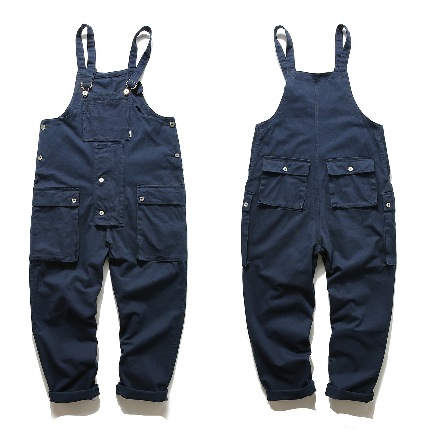 Baggy Big Pockets Workwear Overalls-Jumpsuits & Overalls-Navy-XS-Camoufit