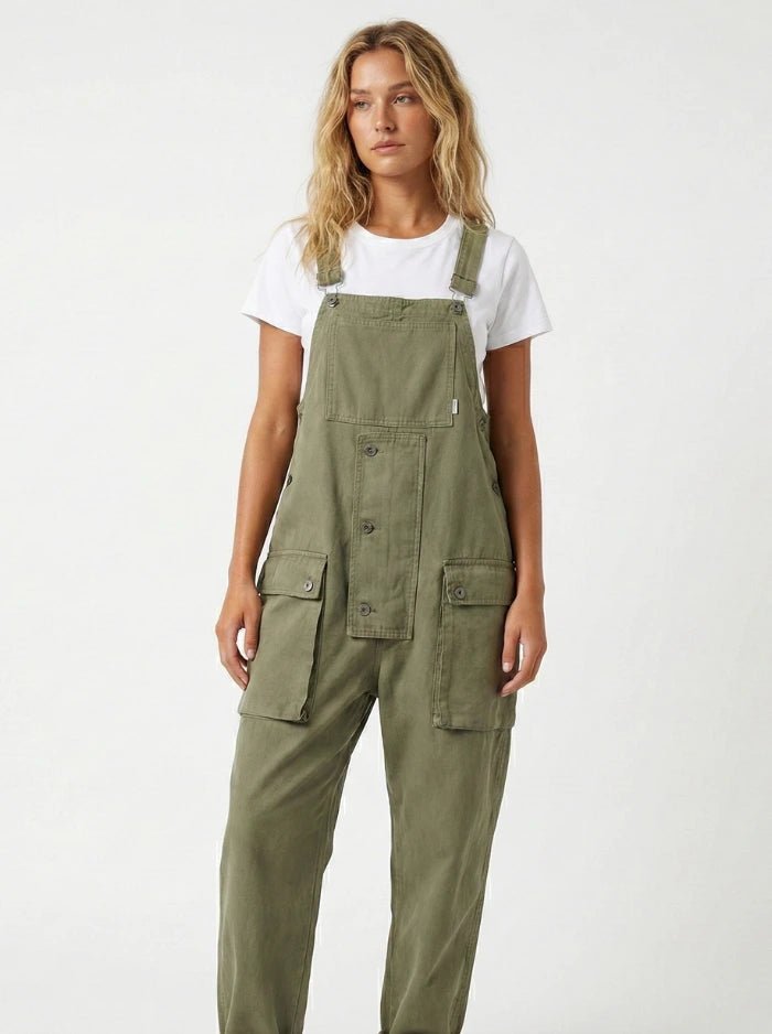 Baggy Big Pockets Workwear Overalls-Jumpsuits & Overalls-CAMOUFIT-Army Green-XS-Camoufit