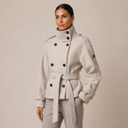 Belted Double-Breasted Pea Coat with High Neck 4