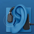 Black open-ear bone conduction headphones with ear contact tips shown