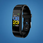 Black safety smartwatch with screen showing time and battery bars