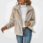 Roque | Women's Zip-Front Textured Jacket - Lightweight Casual Bouclé Bomber & Fall Outerwear