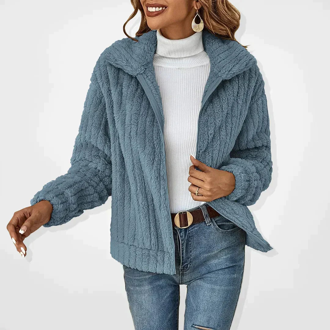 Roque | Women's Zip-Front Textured Jacket - Lightweight Casual Bouclé Bomber & Fall Outerwear