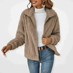 Roque | Women's Zip-Front Textured Jacket - Lightweight Casual Bouclé Bomber & Fall Outerwear