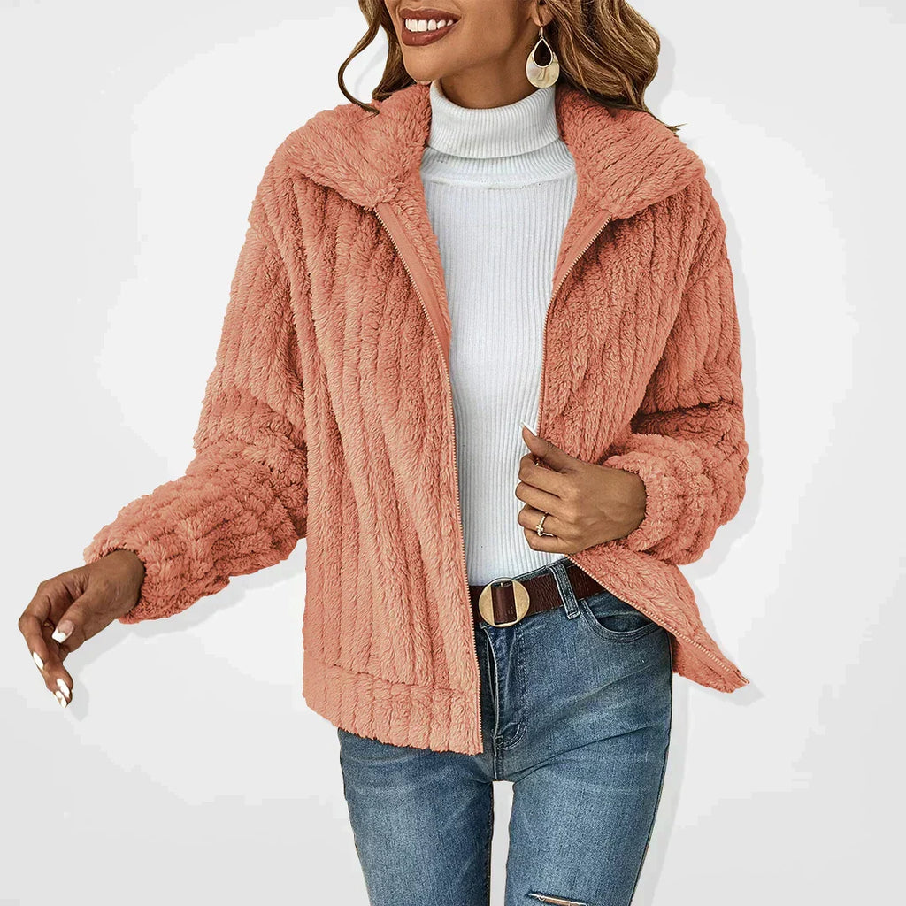Roque | Women's Zip-Front Textured Jacket - Lightweight Casual Bouclé Bomber & Fall Outerwear
