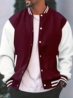 Hommes | Men's Varsity Bomber Jacket - Striped Snap Button