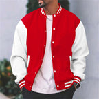 Hommes | Men's Varsity Bomber Jacket - Striped Snap Button