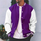 Hommes | Men's Varsity Bomber Jacket - Striped Snap Button