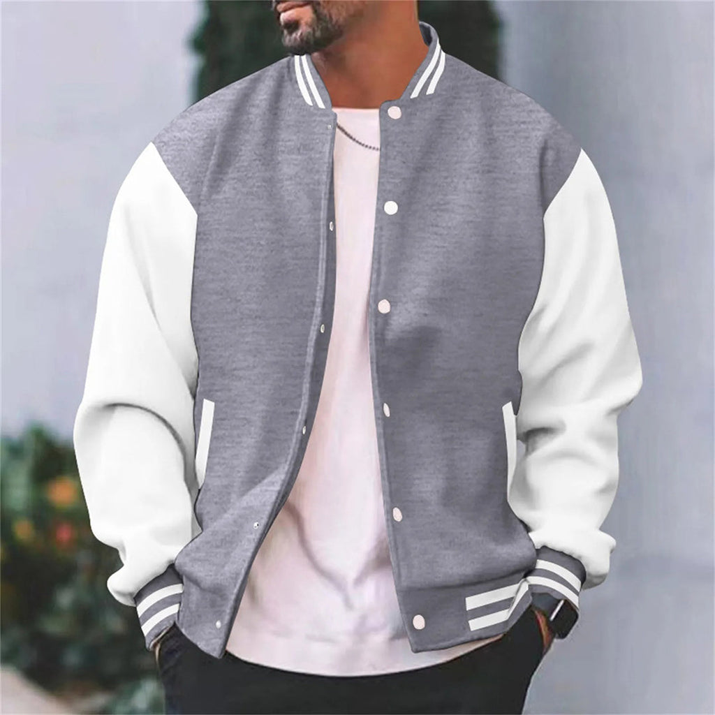 Hommes | Men's Varsity Bomber Jacket - Striped Snap Button