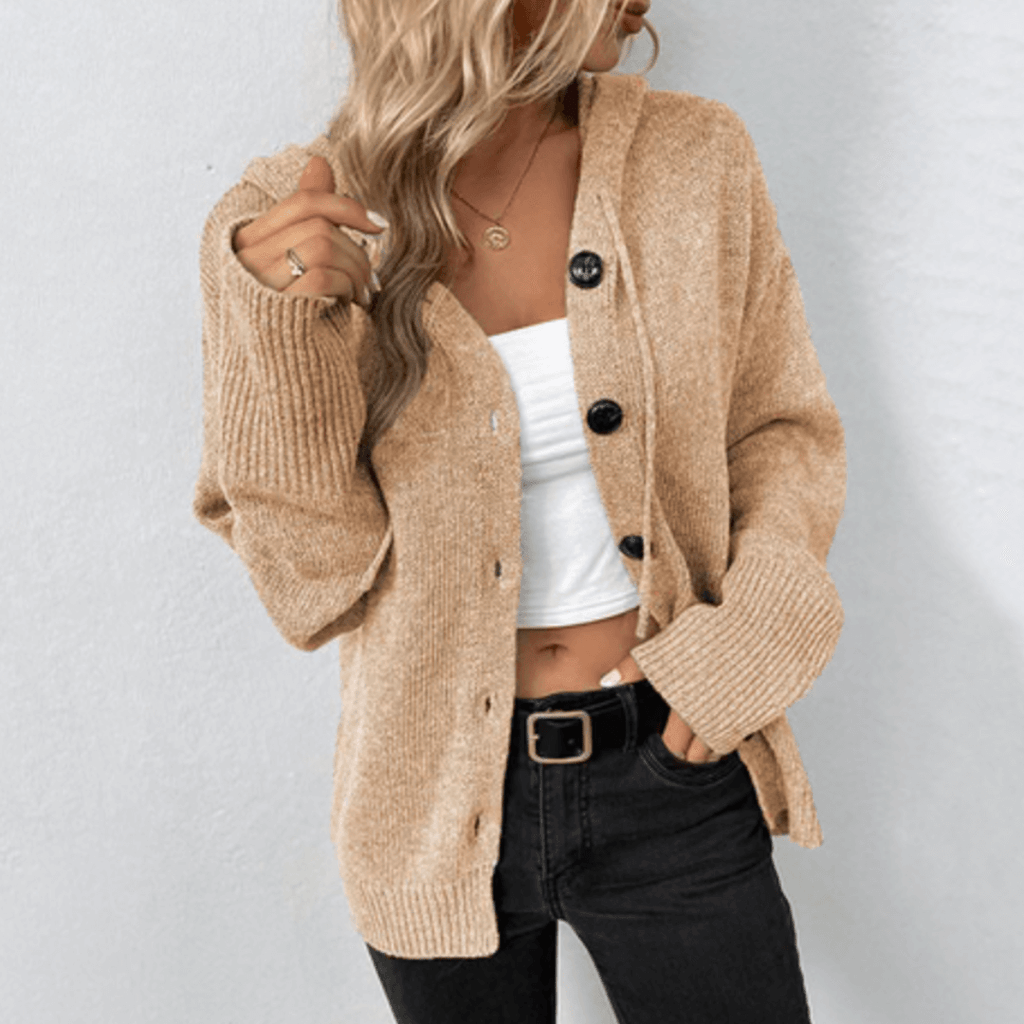Brittan Casual Knit Cardigan for Women - Warm Comfortable Fit-Women's Winter Cardigan-Beige-S-Camoufit