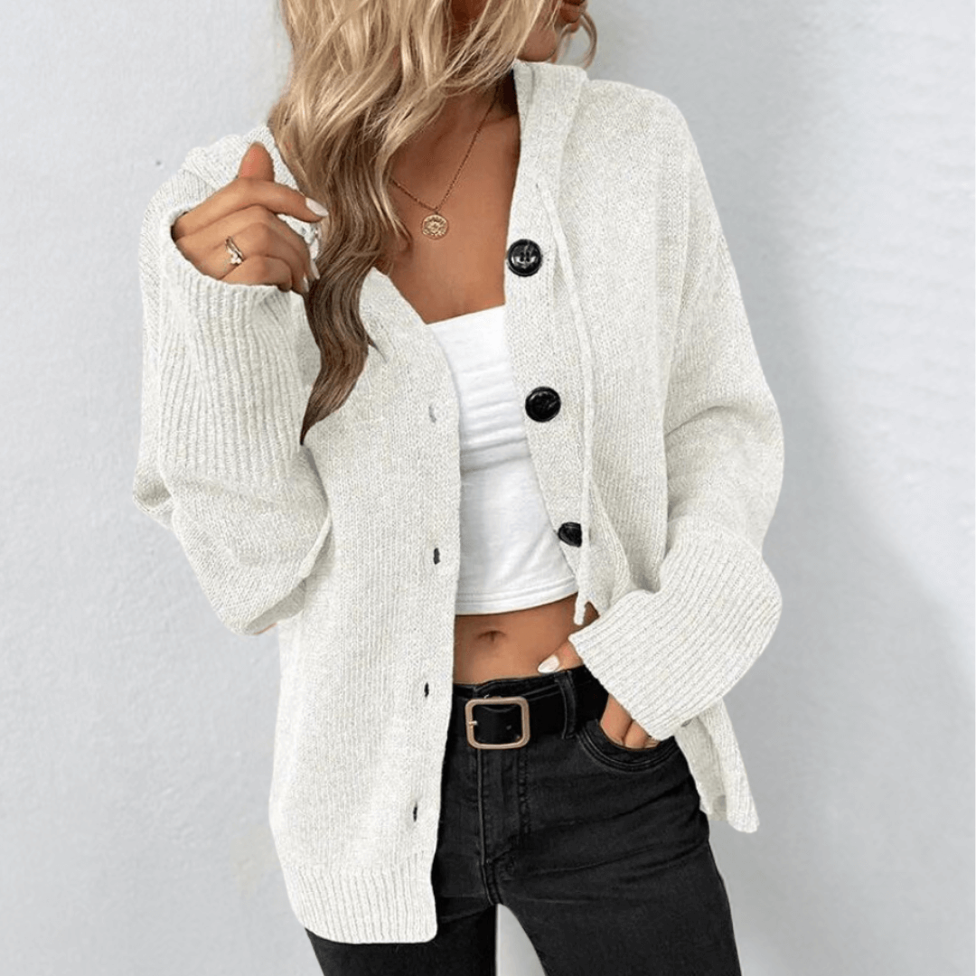 Brittan Casual Knit Cardigan for Women - Warm Comfortable Fit-Women's Winter Cardigan-White-S-Camoufit