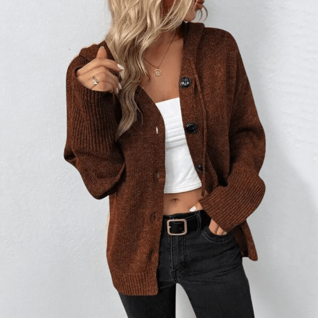 Brittan Casual Knit Cardigan for Women - Warm Comfortable Fit-Women's Winter Cardigan-Brown-S-Camoufit