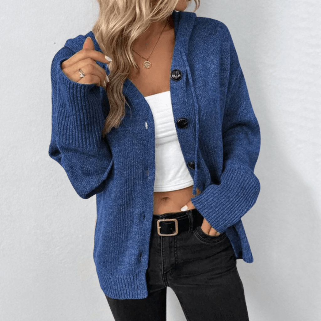 Brittan Casual Knit Cardigan for Women - Warm Comfortable Fit-Women's Winter Cardigan-Blue-S-Camoufit