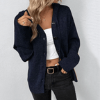 Brittan Casual Knit Cardigan for Women - Warm Comfortable Fit-Women's Winter Cardigan-Navy blue-S-Camoufit