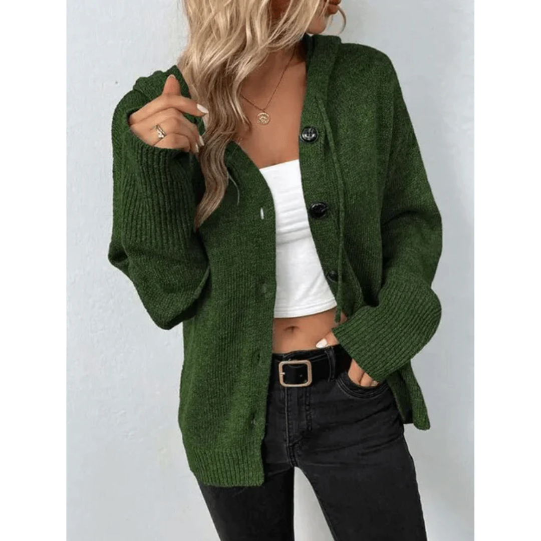 Brittan Casual Knit Cardigan for Women - Warm Comfortable Fit-Women's Winter Cardigan-Green-S-Camoufit
