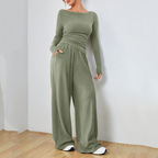 Aléora | Cosy Set for Women - Elegant Relaxed Two Piece Soft Refined Timeless Comfort Fit-Loungewear set-Green-S-Camoufit
