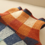 Amore | Women's Checked Sweater Relaxed Fit - Loose Plaid Knit Pullover Jumper with Crewneck & Long Sleeves for Fall & Winter