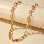 Valéne | Women's Necklace – Gold Tone Chain Link Design-Jewelry-Necklace-