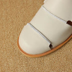 Women's Slingback Sandals with Buckle Strap Low Flat Heel Casual Everyday Shoes-Women's Sandals-Brown-4-