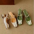 Bellune | Women's Slingback Pumps – Floral Block Heel Elegant Fit-Women's Heels-Gold-4-