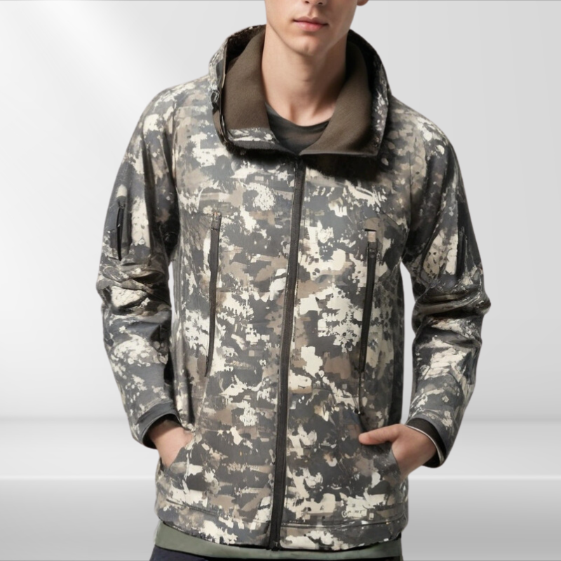 Tactical Softshell Jacket – Men's Water & Windproof Fleece Lined Jacket, Camo, Black, Gray or Army Green, XS–4XL – Figueral