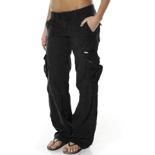 Vayana | Cargo Pants for Women – Multi-Pocket Relaxed Util-Women's Cargo Pants-Black-S-Camoufit