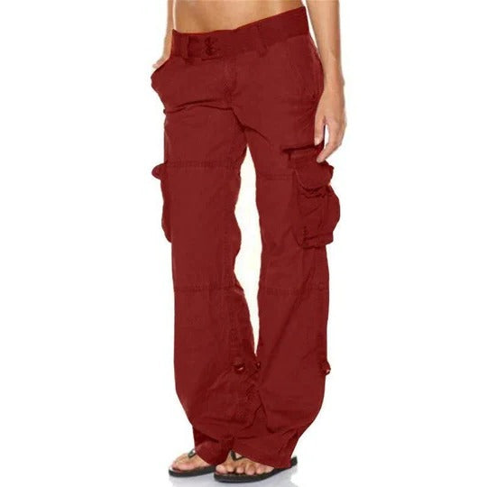 Vayana | Cargo Pants for Women – Multi-Pocket Relaxed Util-Women's Cargo Pants-Burgundy-S-Camoufit