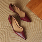 Carlen | Women’s Genuine Leather Heels – Chic Artisan Stiletto & Refined Slimming Silhouette-Kitten Heels-Maroon-4-