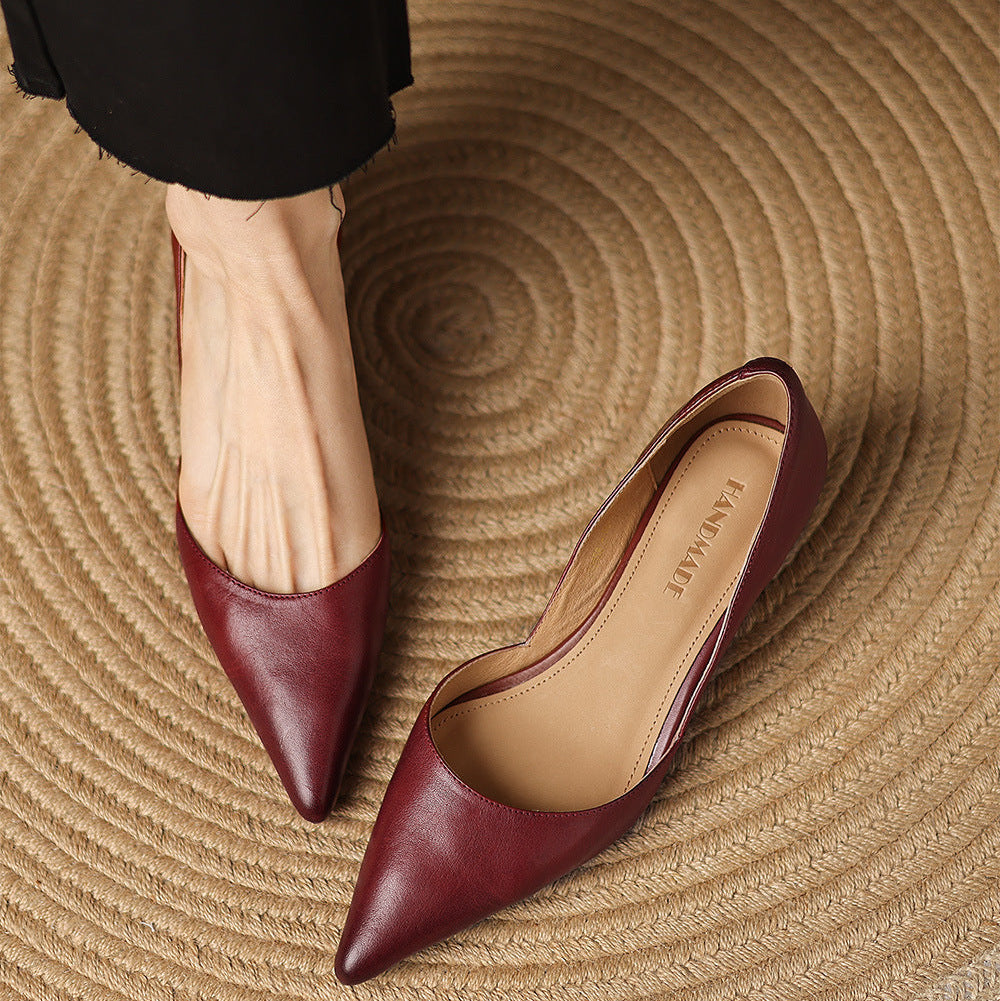 Carlen | Women’s Genuine Leather Heels – Chic Artisan Stiletto & Refined Slimming Silhouette-Kitten Heels-Maroon-4-