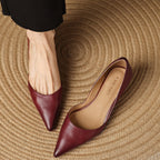 Carlen | Women’s Genuine Leather Heels – Chic Artisan Stiletto & Refined Slimming Silhouette-Kitten Heels-Maroon-4-