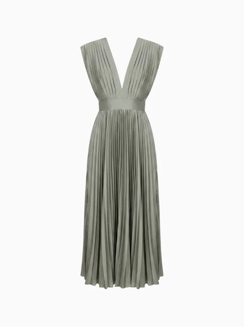 Casimir Women's Modern V-Neck Dress – Sleeveless Elegant Summer Style-Summer V-Neck Dress-Olive-XS-Camoufit