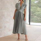Casimir Women's Modern V-Neck Dress – Sleeveless Elegant Summer Style-Summer V-Neck Dress-Olive-XS-Camoufit