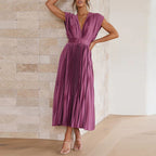 Casimir Women's Modern V-Neck Dress – Sleeveless Elegant Summer Style-Summer V-Neck Dress-Purple-XS-Camoufit