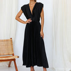 Casimir Women's Modern V-Neck Dress – Sleeveless Elegant Summer Style-Summer V-Neck Dress-Black-XS-Camoufit
