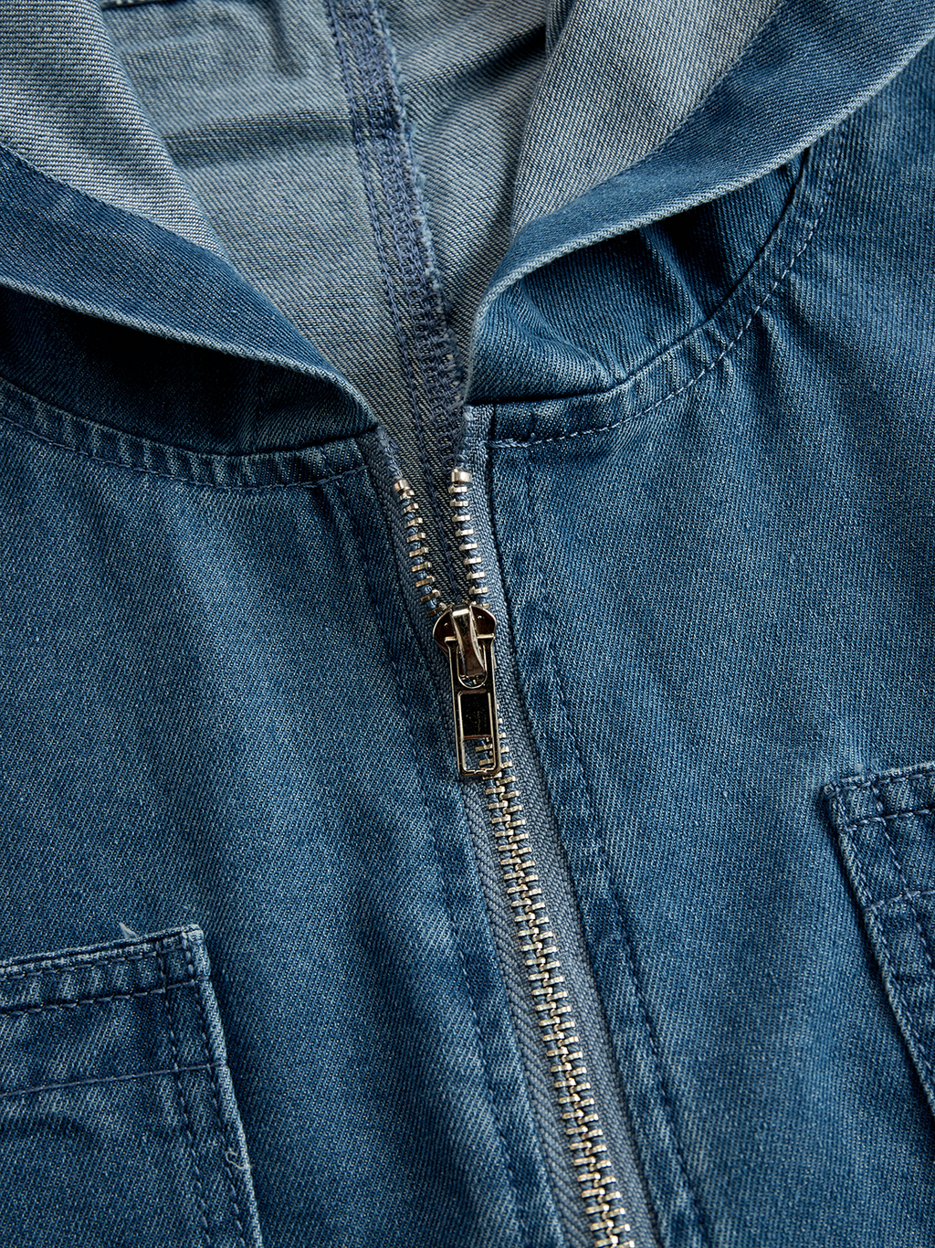 Calyra | Denim Jumpsuit for Women - Hooded Long Sleeve Zipper Pocket Vintage Loose Comfort Fit-Jumpsuit-Blue-S-Camoufit