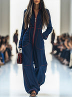 Vireya | Denim Wide Leg Jumpsuit for Women – Red Loose Fit-Jumpsuit-Navy-XS-Camoufit