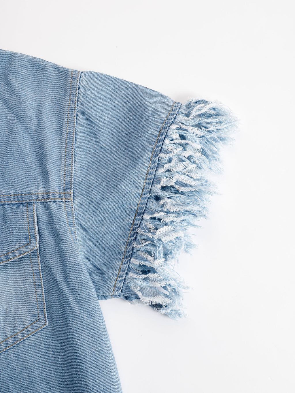 Lyssia | Denim Mini Dress for Women - Lapel Short Sleeve Button Tassel Vintage Loose Boho Fit-Mini Dress-Light Blue-S-Camoufit