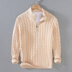 Darian Men's Half-Zip Knit Sweater - Casual Warm Everyday Style-Men's Sweater-Beige-S-Camoufit