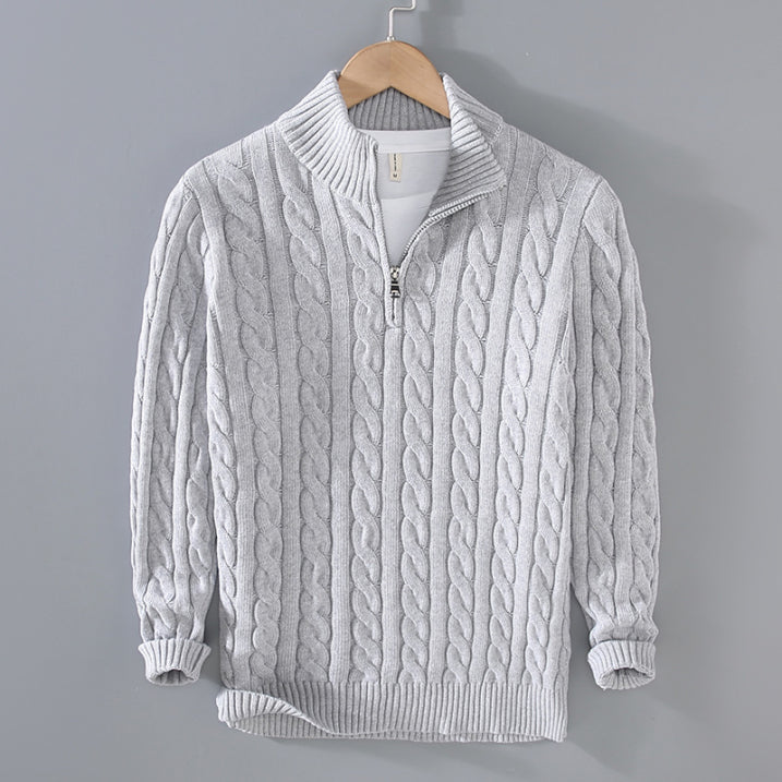 Darian Men's Half-Zip Knit Sweater - Casual Warm Everyday Style-Men's Sweater-Grey-S-Camoufit