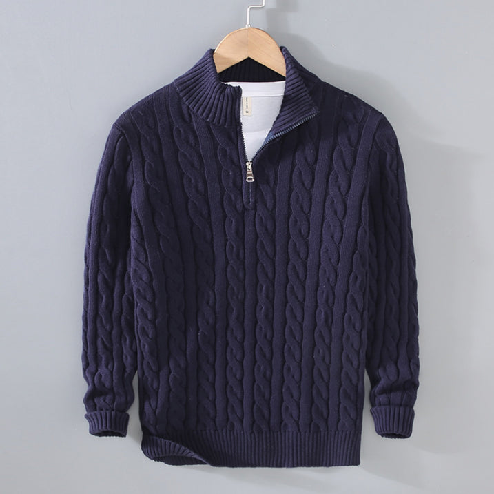 Darian Men's Half-Zip Knit Sweater - Casual Warm Everyday Style-Men's Sweater-Navy blue-S-Camoufit