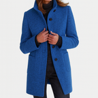 Amore | Women's Straight Cut Button-Front Coat - Tailored Faux Wool Blend Long Overcoat & Work Jacket