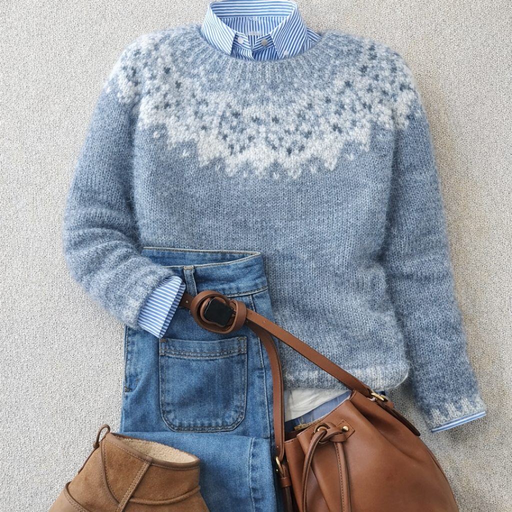Aurielle | Women's Nordic Knit Sweater – Soft Relaxed Winter Fit-Women's Sweater-Blue-S-
